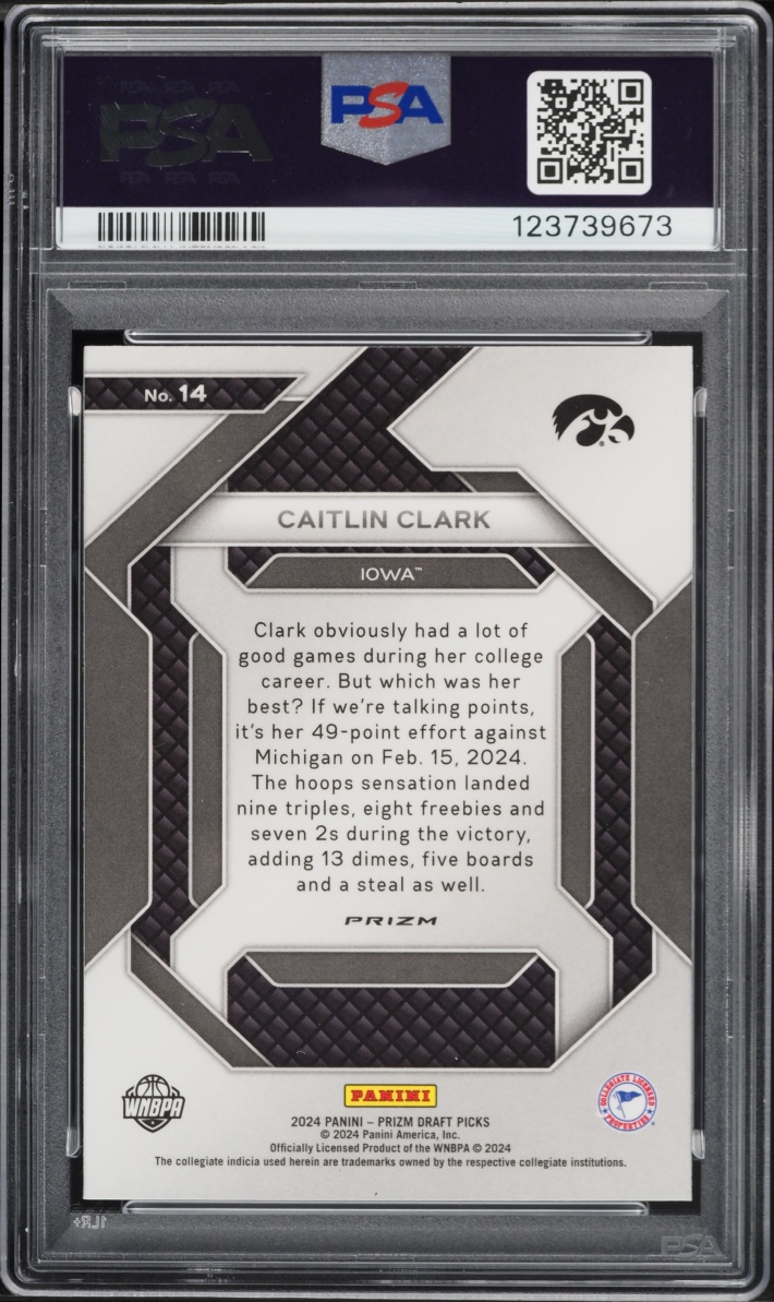 2024 Panini Prizm Draft Picks New Recruits Silver Caitlin Clark ROOKIE #14 PSA 10 GEM MINT