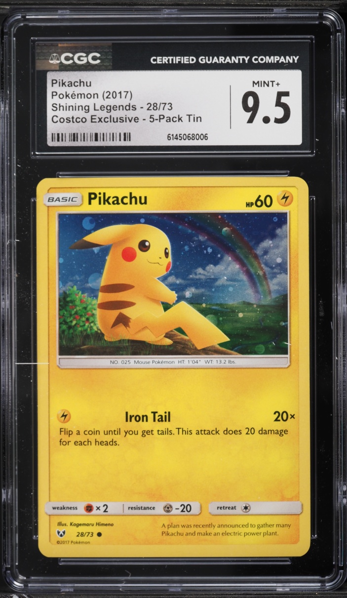 2017 Pokemon Sun & Moon Shining Legends Costco Exclusive Holo Pikachu #28 CGC 9.5 MINT+