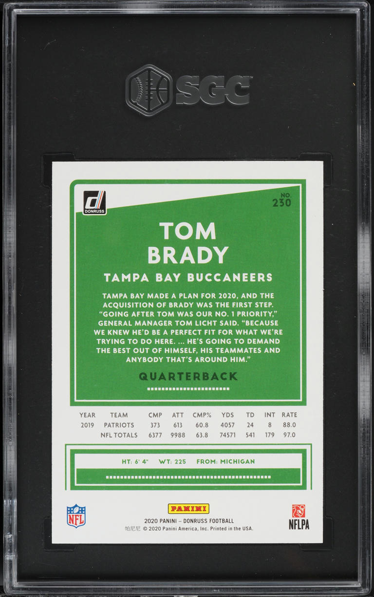 2020 Donruss Red Press Proof Tom Brady #230 SGC 9.5 MINT+