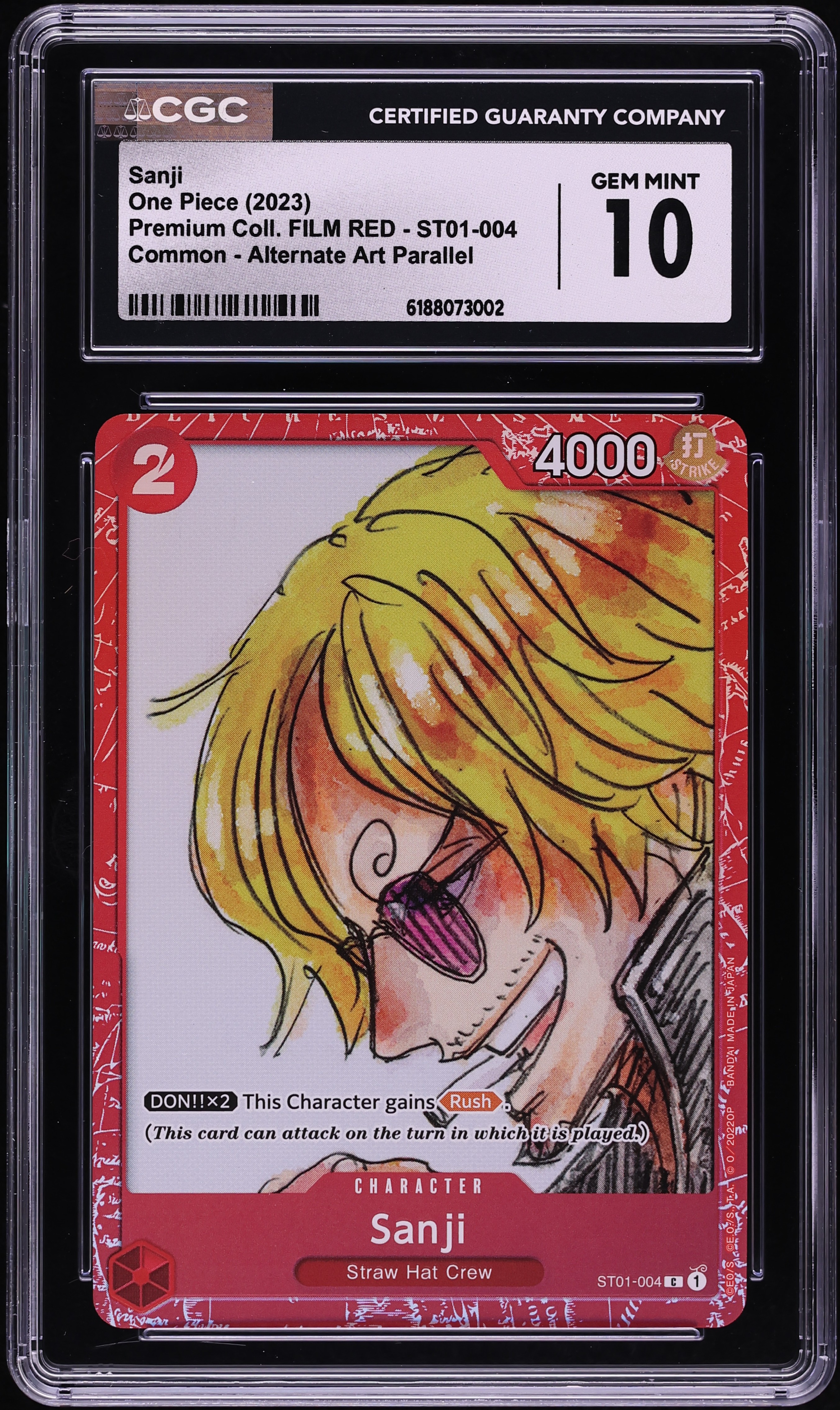 2023 One Piece Premium Collection Film Red Alt Art Sanji #ST01-004 CGC 10 GEM MINT