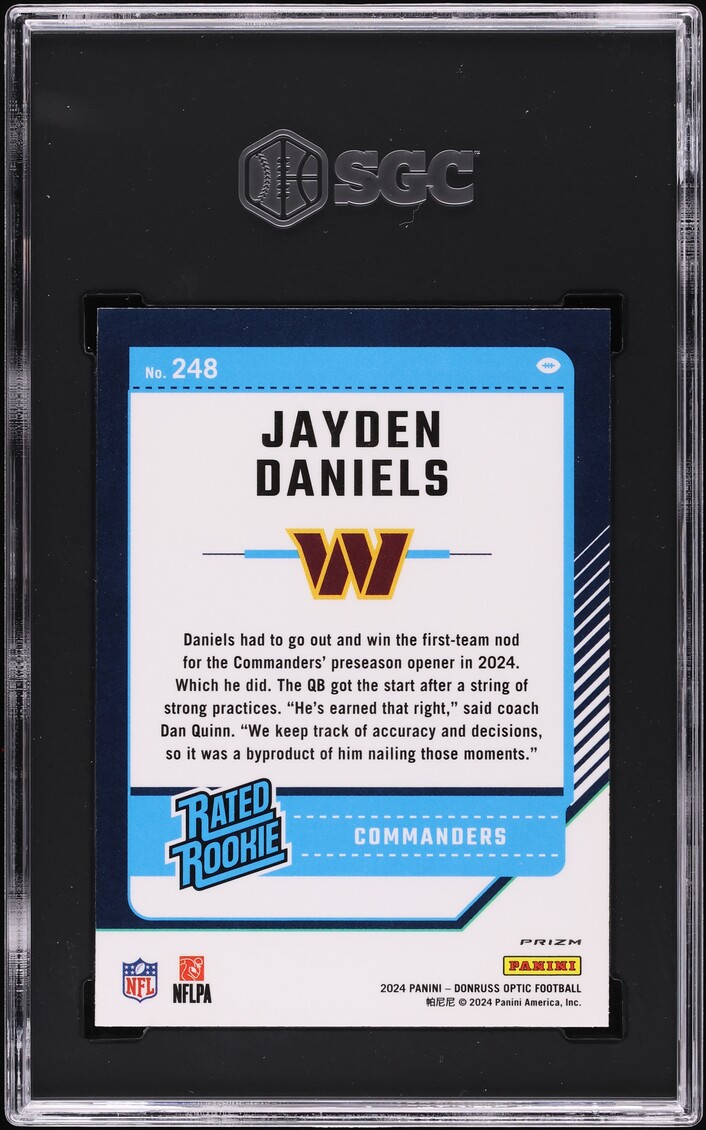 2024 Donruss Optic Pink Prizm Jayden Daniels ROOKIE #248 SGC 9.5 MINT+