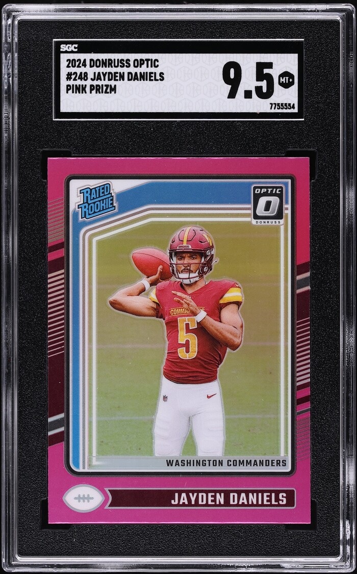 2024 Donruss Optic Pink Prizm Jayden Daniels ROOKIE #248 SGC 9.5 MINT+
