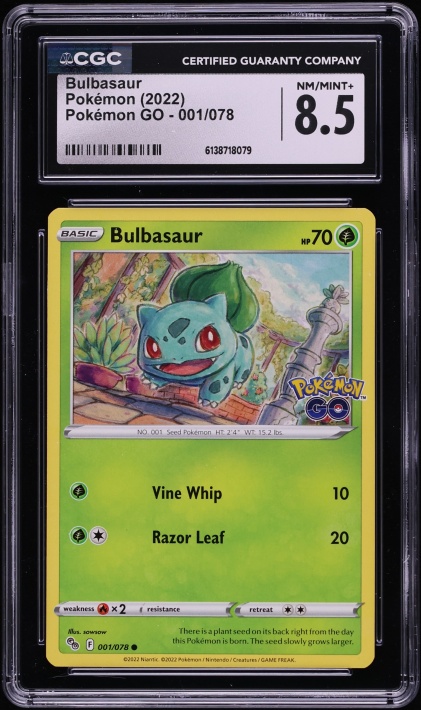 2022 Pokemon Sword & Shield Pokemon GO Bulbasaur #1 CGC 8.5 NM-MT+