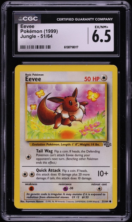 1999 Pokemon Jungle Eevee #51 CGC 6.5 EXMT+