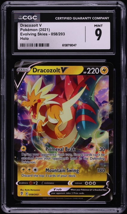 2021 Pokemon Sword & Shield Evolving Skies Holo Dracozolt V #058 CGC 9 MINT