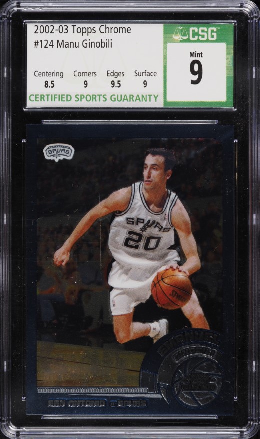 2002 Topps Chrome Manu Ginobili ROOKIE #124 CSG 9 MINT
