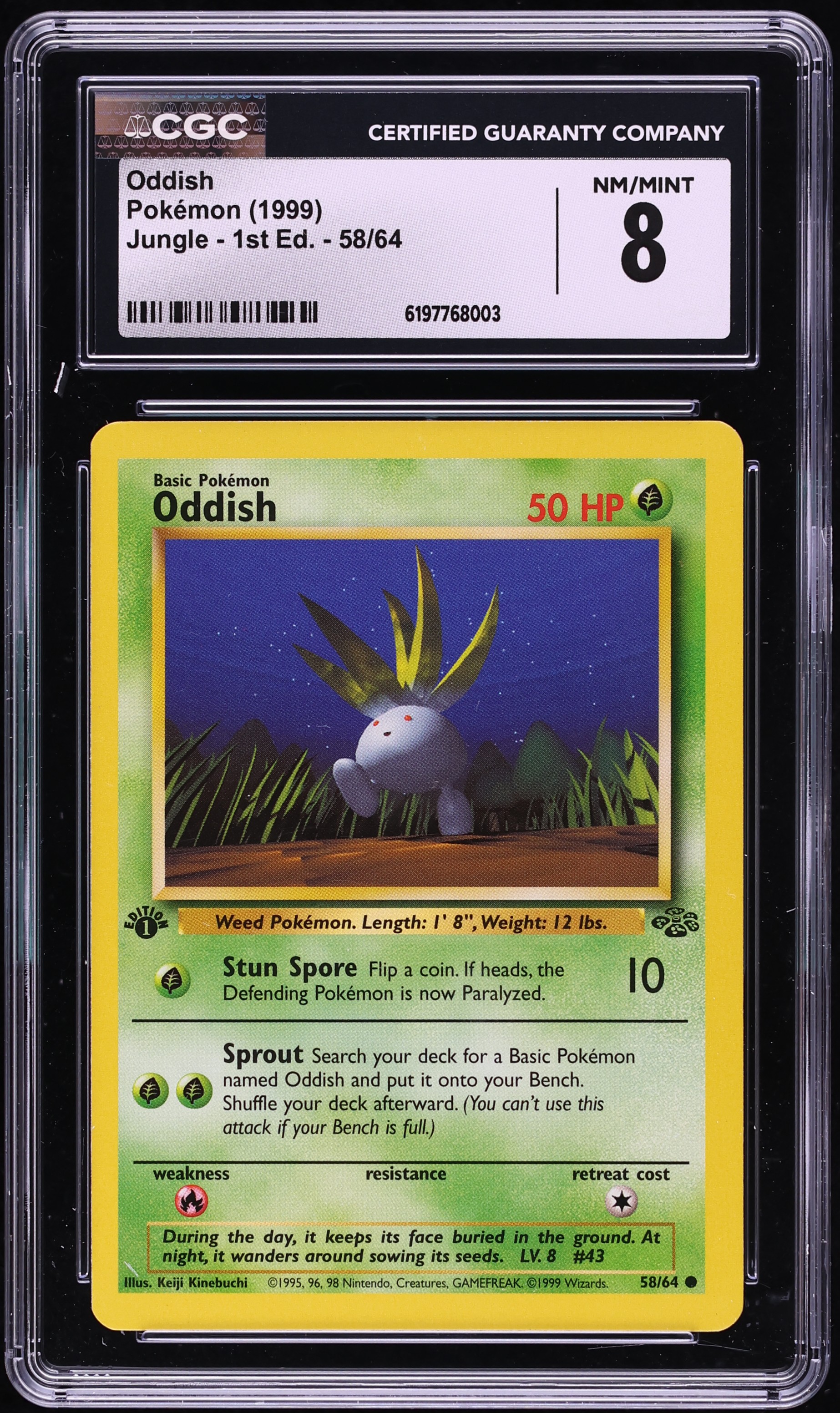 1999 Pokemon Jungle 1st Edition Oddish #58 CGC 8 NM-MT