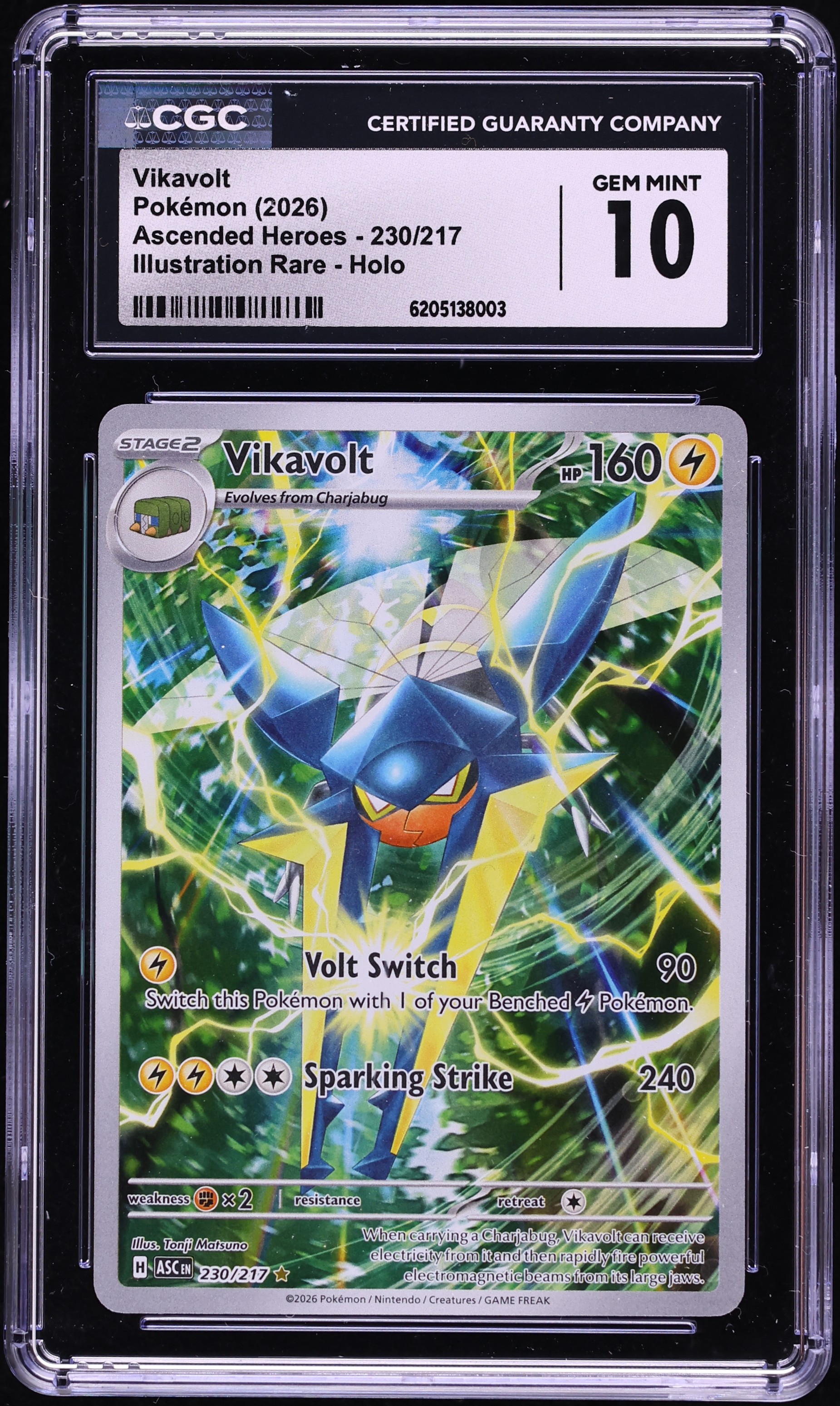 2026 Pokemon Mega Evolution Ascended Heroes IR Vikavolt #230 CGC 10 GEM MINT