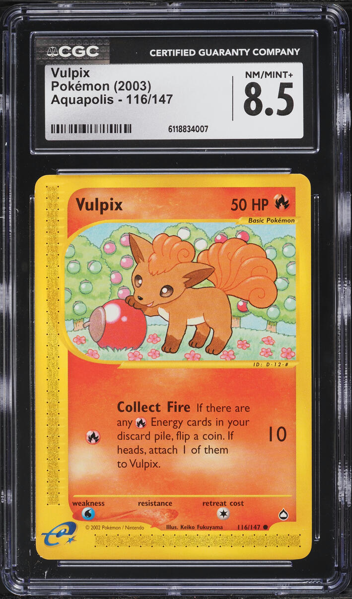 2003 Pokemon Aquapolis Vulpix #116 CGC 8.5 NM-MT+