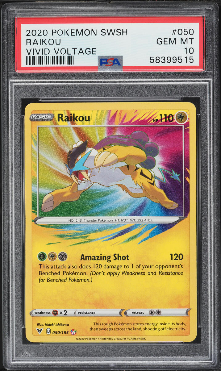 2020 Pokemon Sword & Shield Vivid Voltage Amazing Rare Raikou #50 PSA 10 GEM MINT