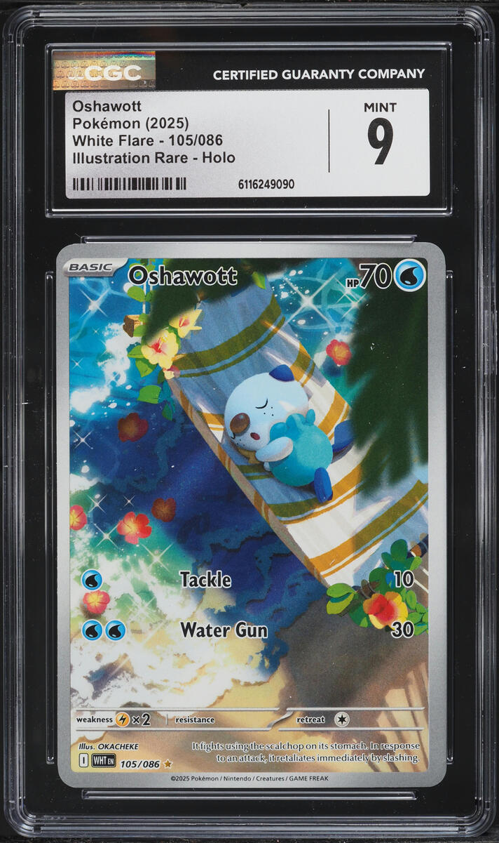 2025 Pokemon Scarlet & Violet White Flare IR Oshawott #105 CGC 9 MINT