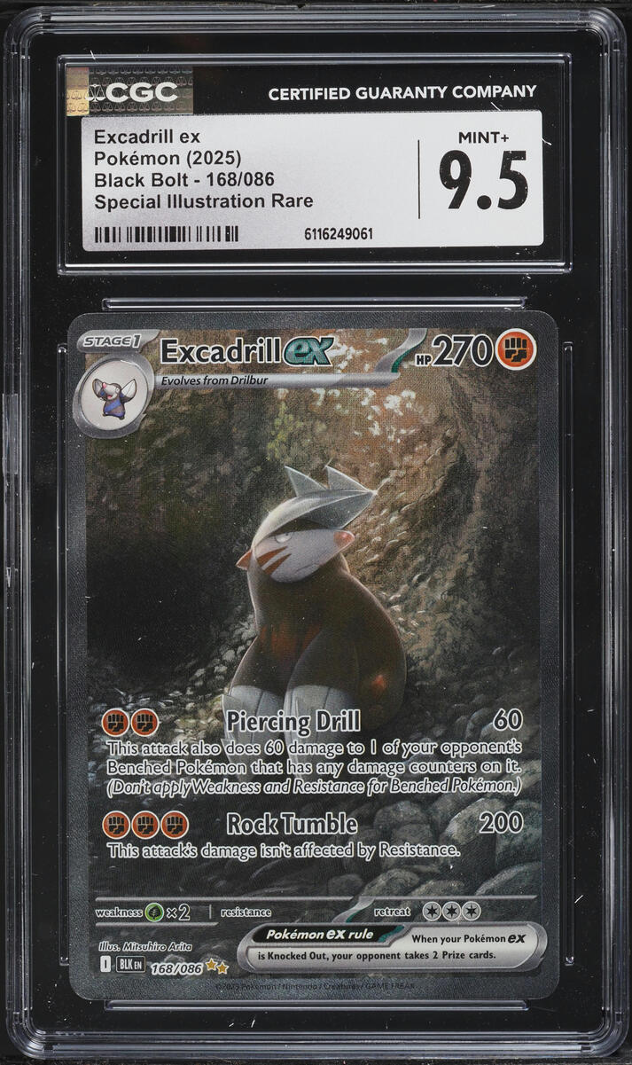 2025 Pokemon Scarlet & Violet Black Bolt SIR Excadrill ex #168 CGC 9.5 MINT+