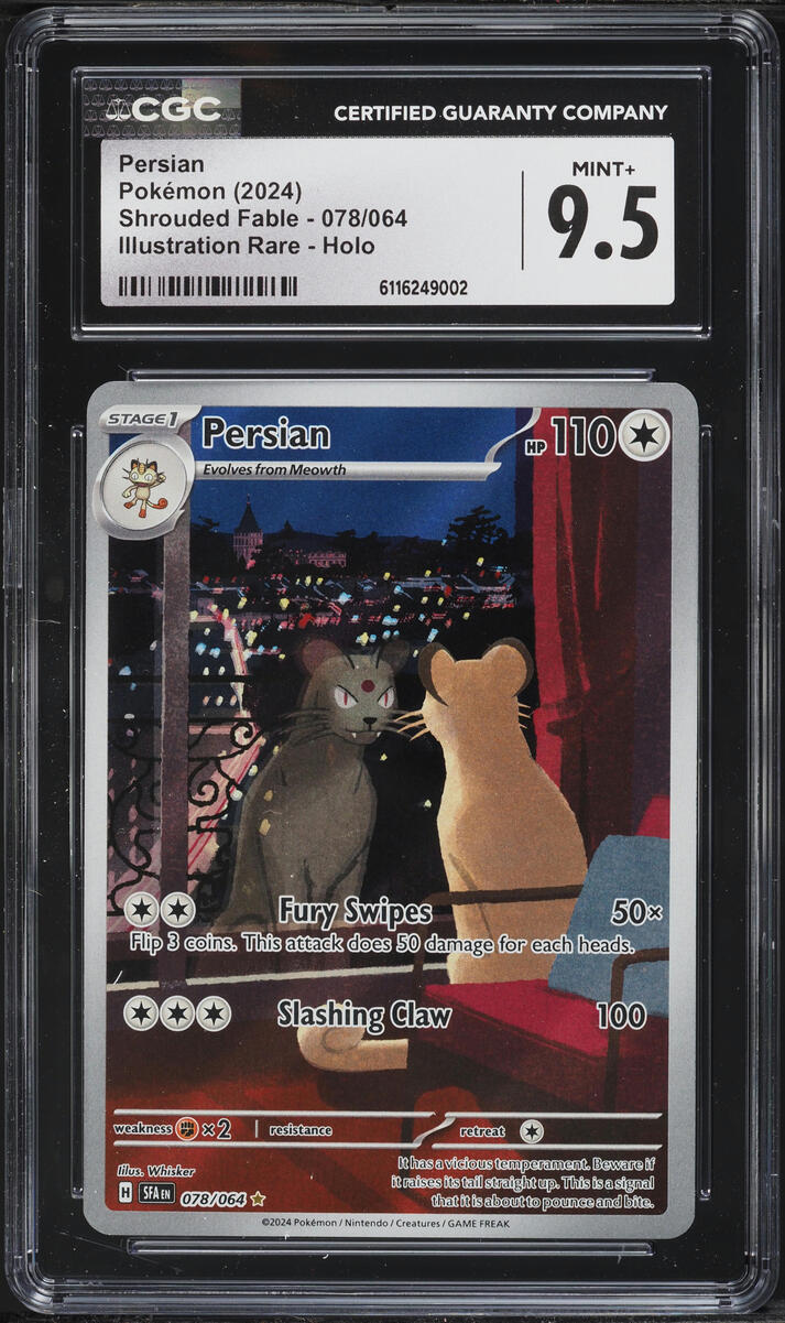 2024 Pokemon Scarlet & Violet Shrouded Fable IR Persian #78 CGC 9.5 MINT+
