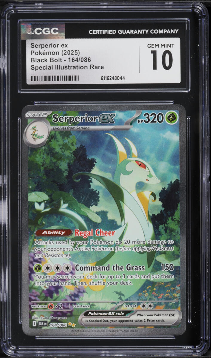 2025 Pokemon Scarlet & Violet Black Bolt SIR Serperior EX #164 CGC 10 GEM MINT