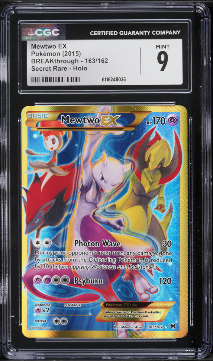 2015 Pokemon XY BREAKthrough SEC Mewtwo EX #163 CGC 9 MINT
