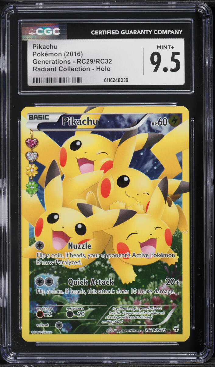 2016 Pokemon XY Generations Radiant Collection Full Art Pikachu #RC29 CGC 9.5 MINT+