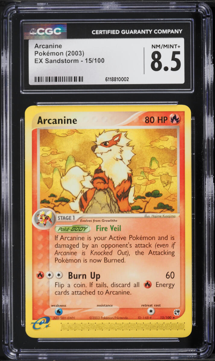 2003 Pokemon EX Sandstorm Arcanine #15 CGC 8.5 NM-MT+