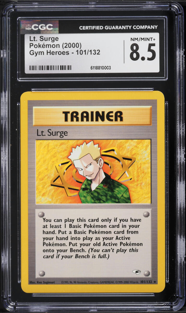 2000 Pokemon Gym Heroes Lt Surge #101 CGC 8.5 NM-MT+