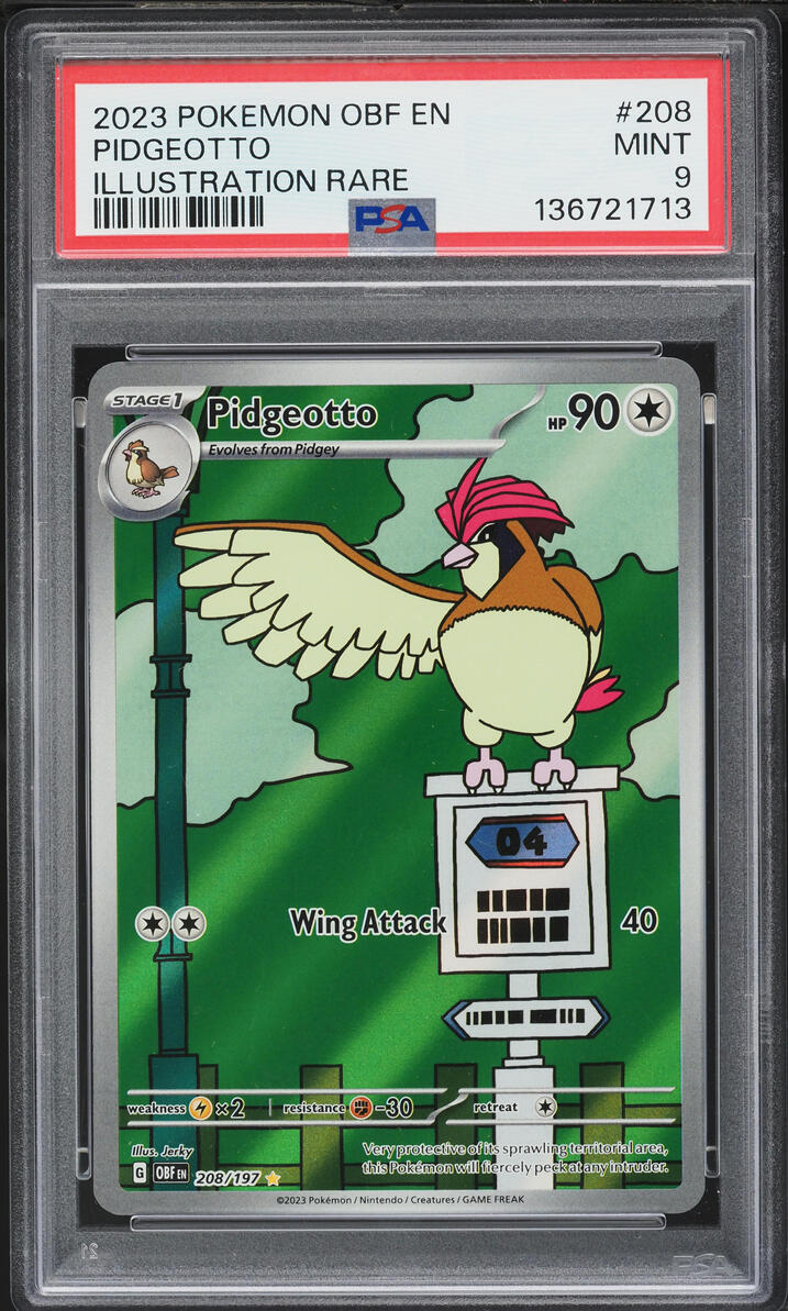 2023 Pokemon Scarlet & Violet Obsidian Flames IR Pidgeotto #208 PSA 9 MINT