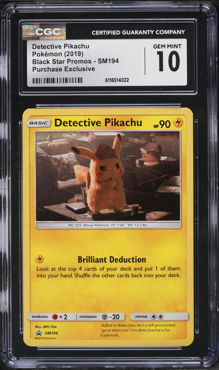 2019 Pokemon Sun & Moon Promos Purchase Exclusive Holo Detective Pikachu #SM194 CGC 10 GEM MINT