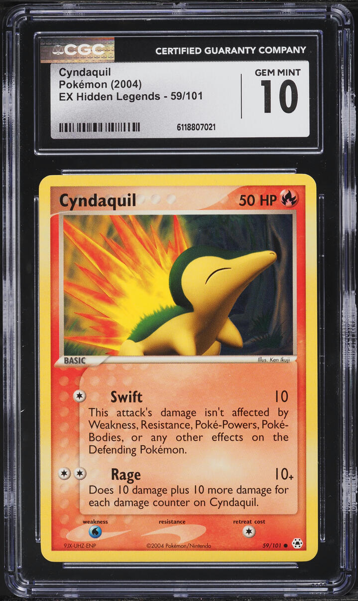 2004 Pokemon EX Hidden Legends Cyndaquil #59 CGC 10 GEM MINT