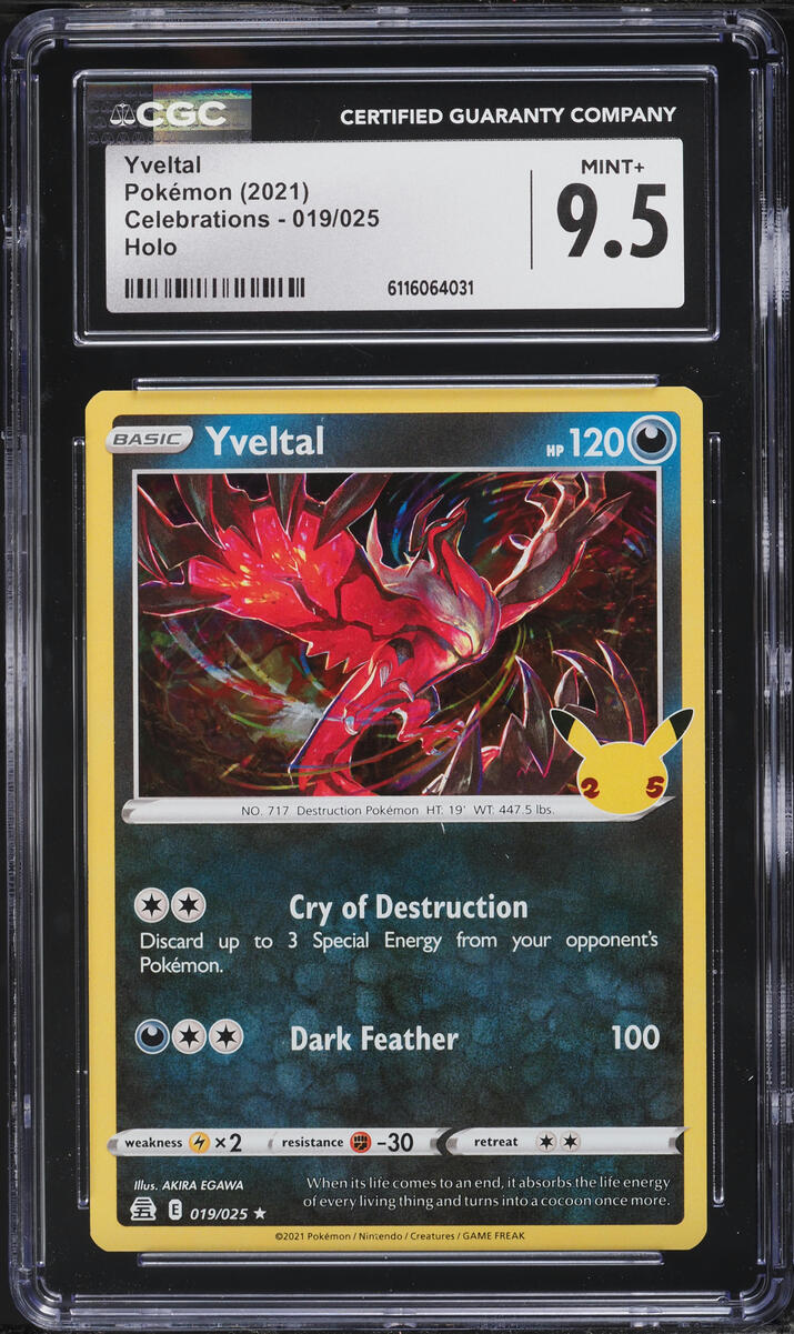 2021 Pokemon Sword & Shield Celebrations Holo Yveltal #19 CGC 9.5 MINT+