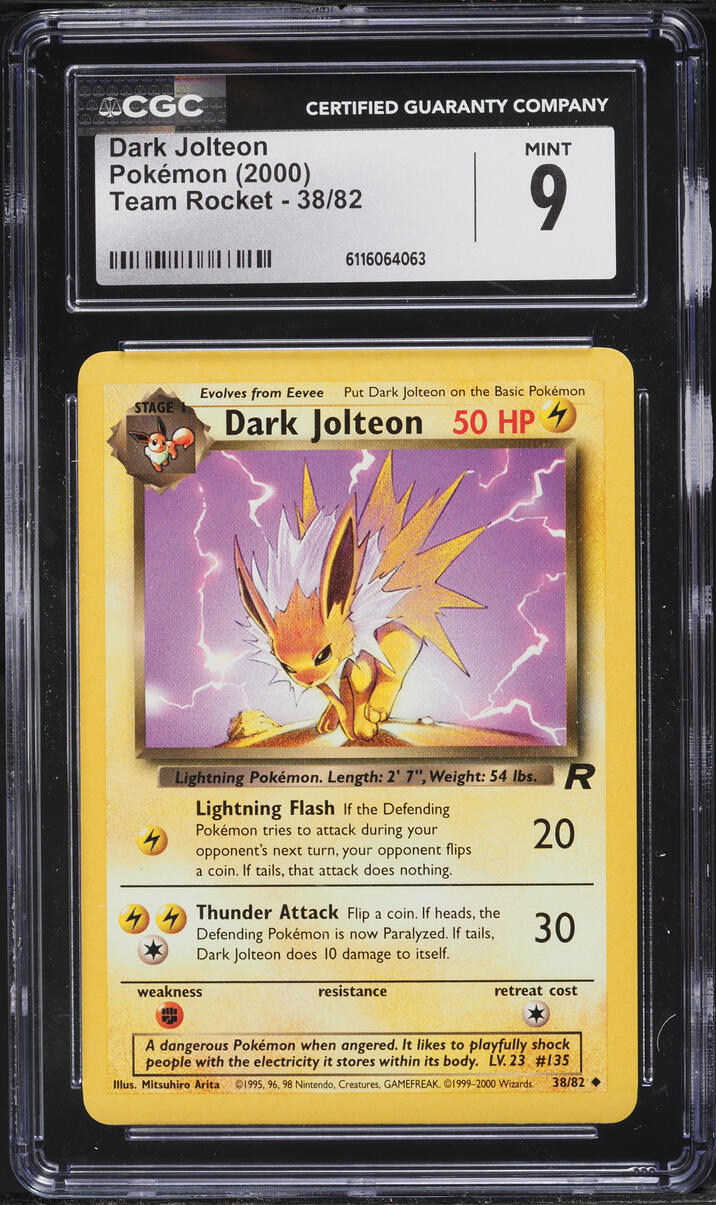 2000 Pokemon Team Rocket Dark Jolteon #38 CGC 9 MINT