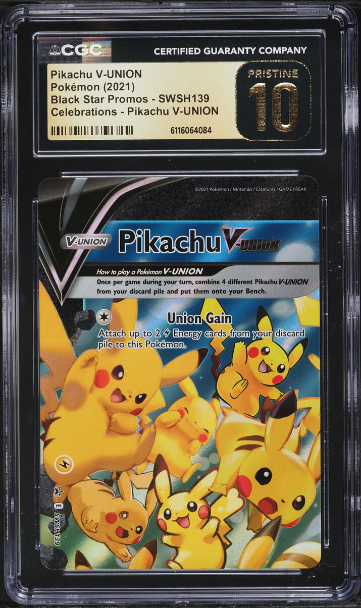 2021 Pokemon Sword & Shield Promo Celebrations Alt Art Pikachu V-UNION #SWSH139 CGC 10 PRISTINE