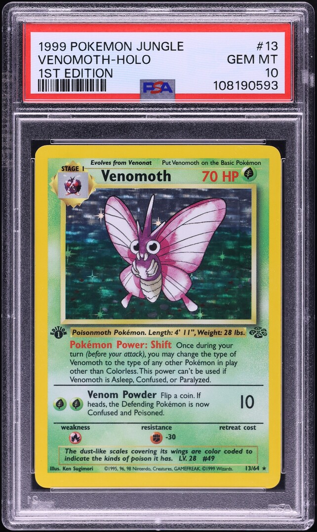 1999 Pokemon Jungle 1st Edition Holo Venomoth #13 PSA 10 GEM MINT
