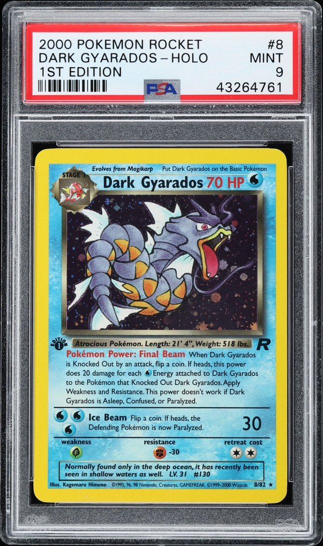 2000 Pokemon Team Rocket 1st Edition Holo Dark Gyarados #8 PSA 9 MINT