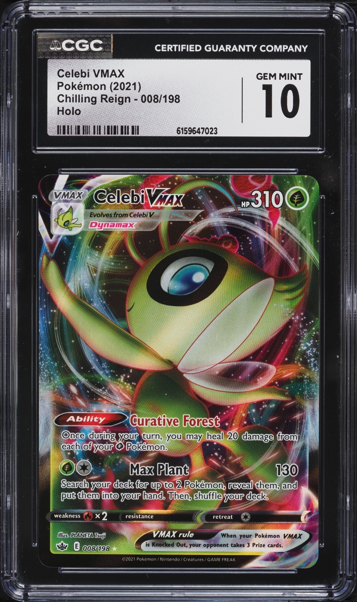 2021 Pokemon Sword & Shield Chilling Reign Alt Art Celebi VMAX #8 CGC 10 GEM MINT