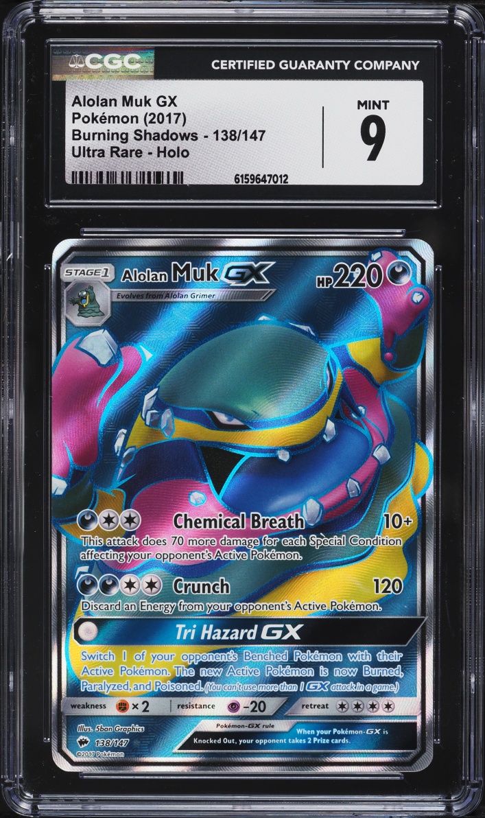 2017 Pokemon Sun & Moon Burning Shadows Full Art Alolan Muk GX #138 CGC 9 MINT