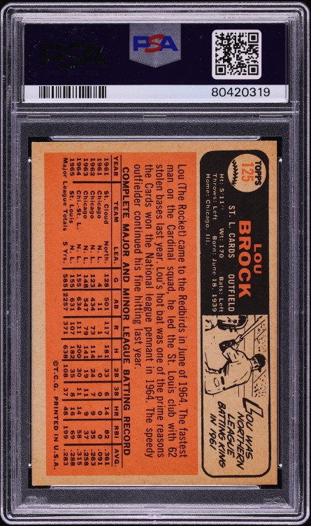 1966 Topps Lou Brock #125 PSA 5 EX