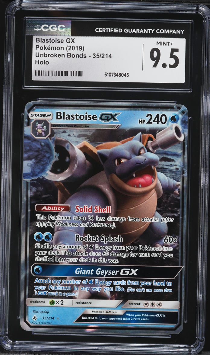 2019 Pokemon Sun & Moon Unbroken Bonds Blastoise GX #35 CGC 9.5 MINT+