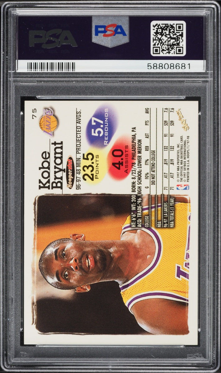 1997 Hoops Kobe Bryant #75 PSA 8 NM-MT