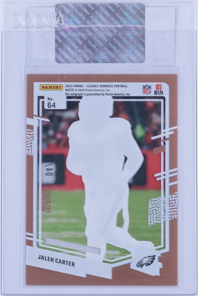 2023 Panini Clearly Donruss Orange Jalen Carter ROOKIE AUTO /75 #64 CGC AUTH