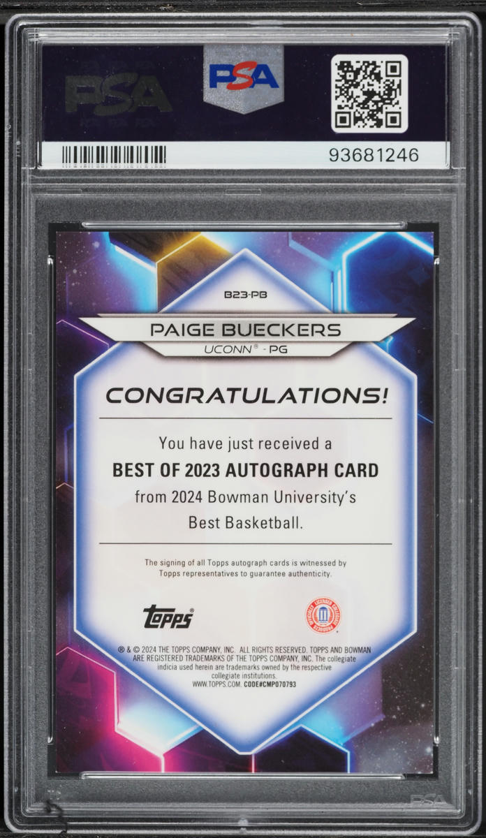2023 Bowman U Best Of Gold Refractor Paige Bueckers ROOKIE AUTO Jersey # 5/50 #B23PB PSA 9 MINT - Photo 2