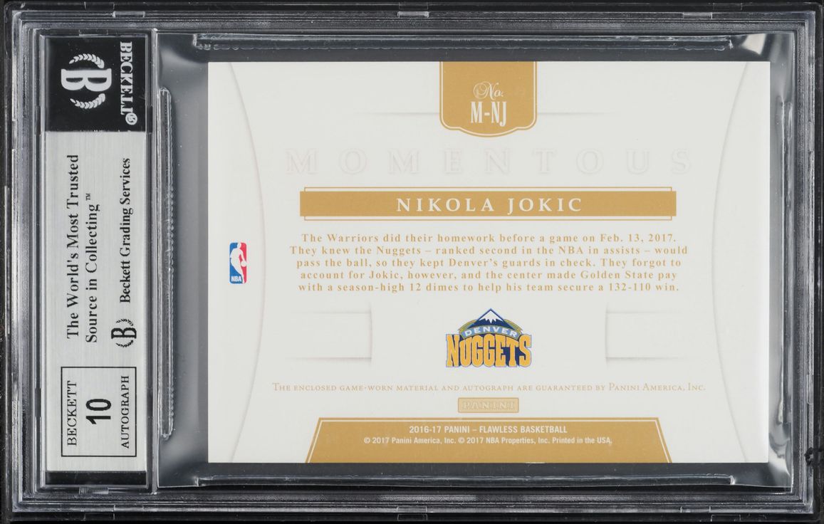 2016 Panini Flawless Momentous Nikola Jokic PATCH AUTO /23 #16 BGS 8.5 NM-MT+ - Photo 2