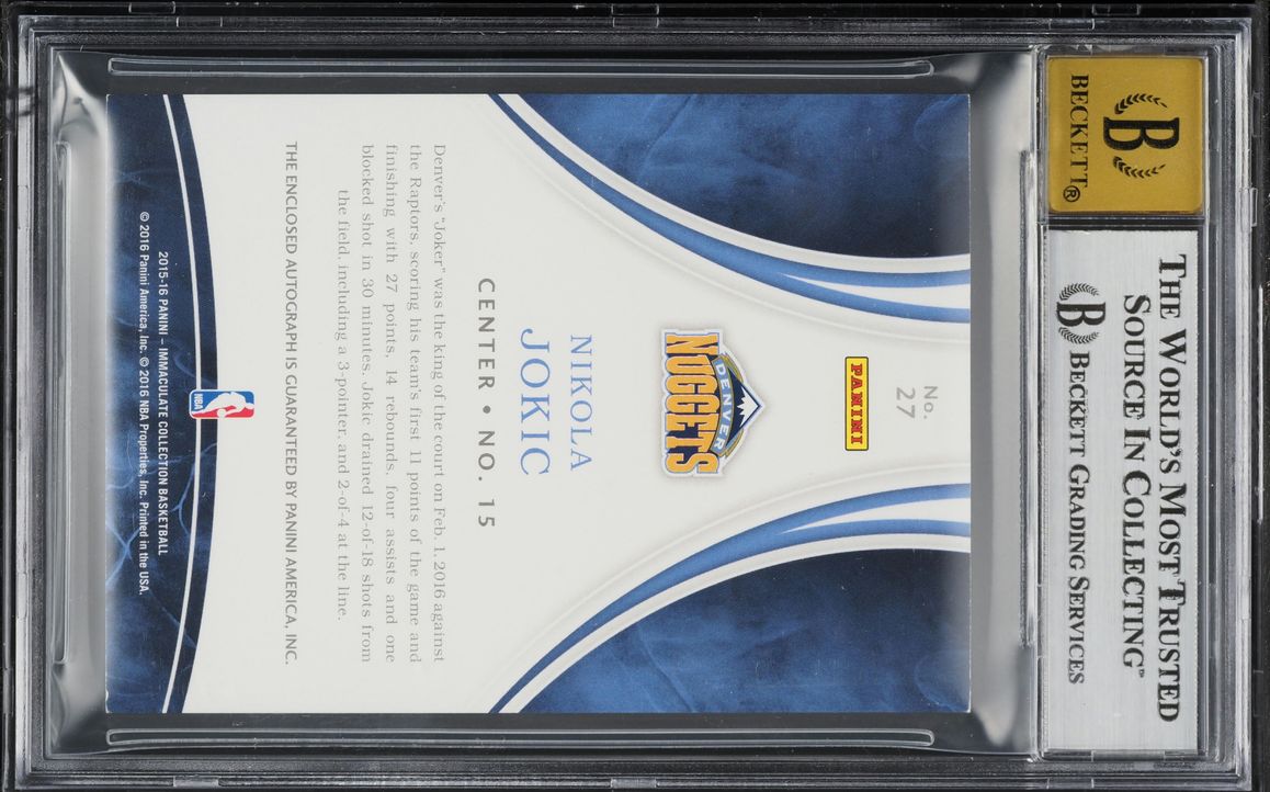 2015 Immaculate Collection Bronze Nikola Jokic AUTO /73 #27 BGS 8.5 NM-MT+ - Photo 2