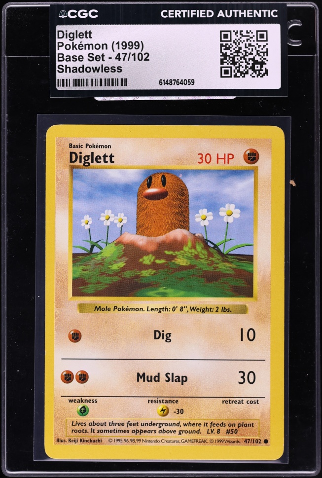 1999 Pokemon Base Set Shadowless Diglett #47 CGC AUTH on Fanatics Collect