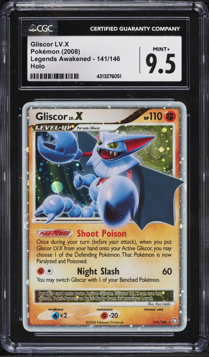 2008 Pokemon Diamond & Pearl Legends Awakened Holo Gliscor LV.X #141 CGC 9.5 MINT+