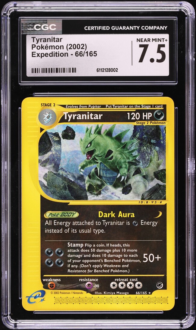 2002 Pokemon Expedition Tyranitar #66 CGC 7.5 NRMT+