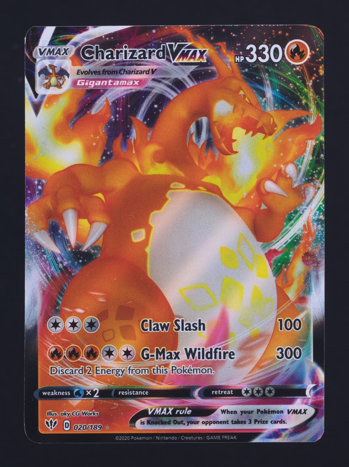 2020 Pokemon SWSH Darkness Ablaze Full Art Charizard VMAX #20 MBA AUTH
