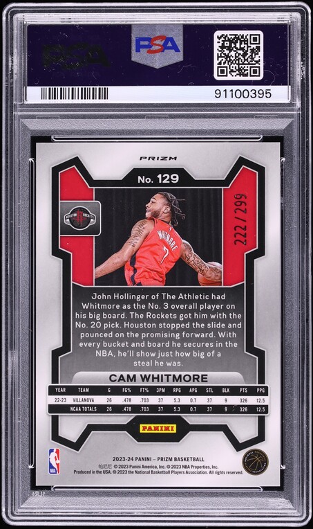 2023 Panini Prizm Red Cam Whitmore ROOKIE /299 #129 PSA 10 GEM MINT