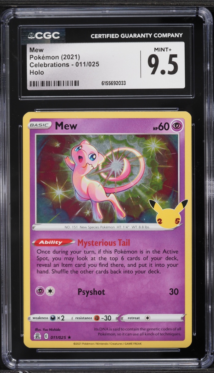2021 Pokemon Sword & Shield Celebrations Holo Mew #11 CGC 9.5 MINT+