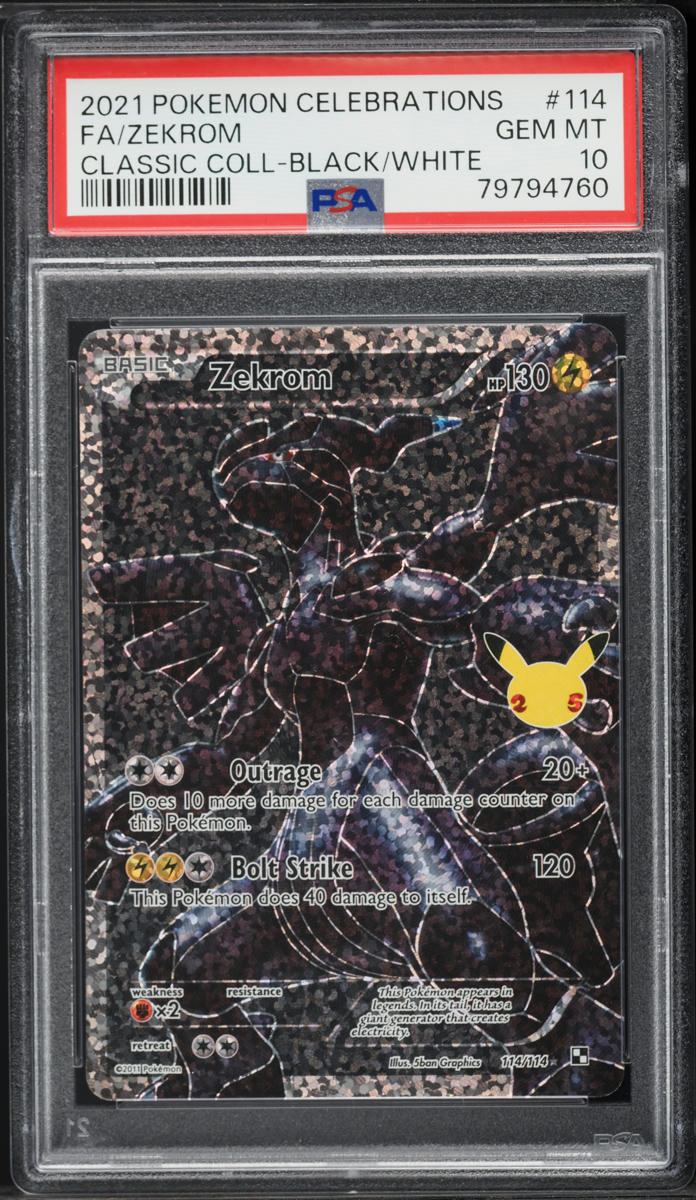 2021 Pokemon Sword & Shield Celebrations Classic Collection Full Art Zekrom #114 PSA 10 GEM