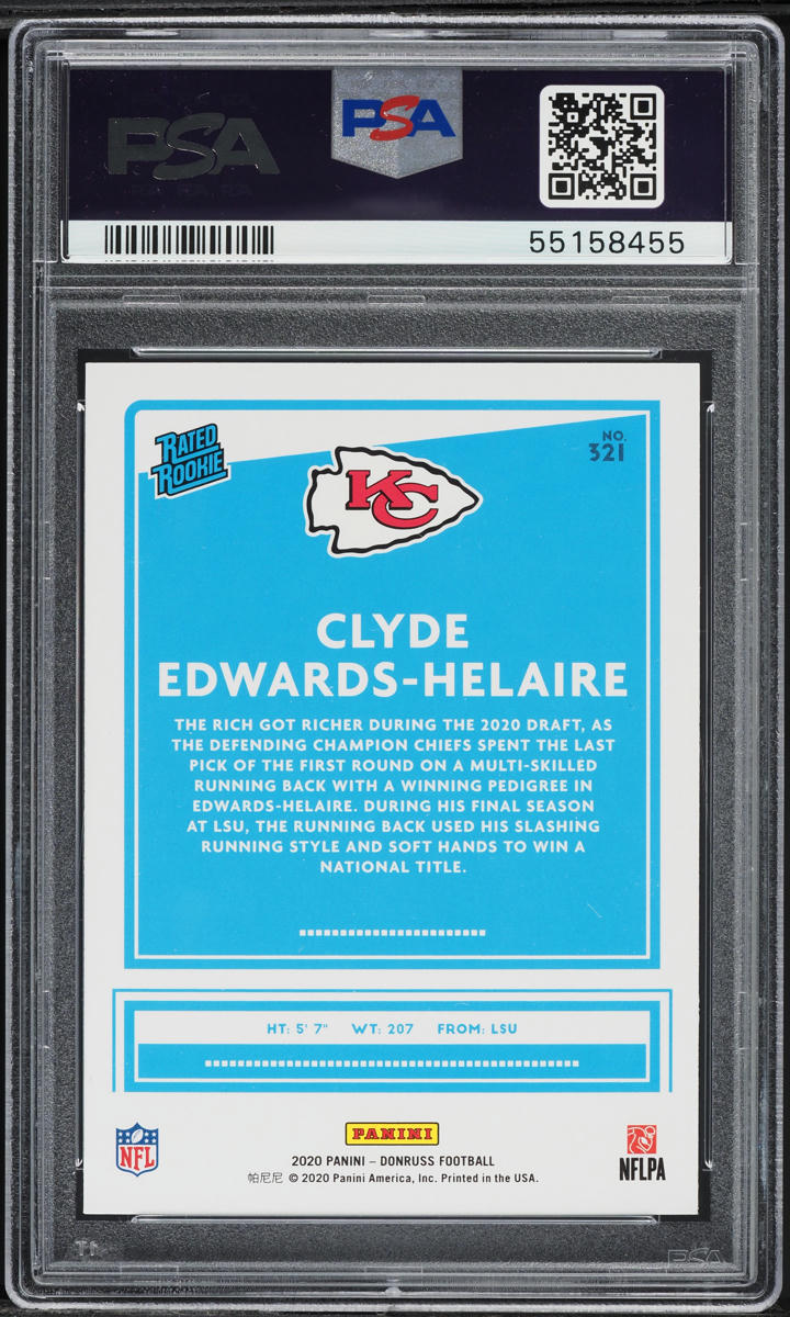 2020 Donruss Blue Press Proof Clyde Edwards-Helaire ROOKIE #321 PSA 9 MINT