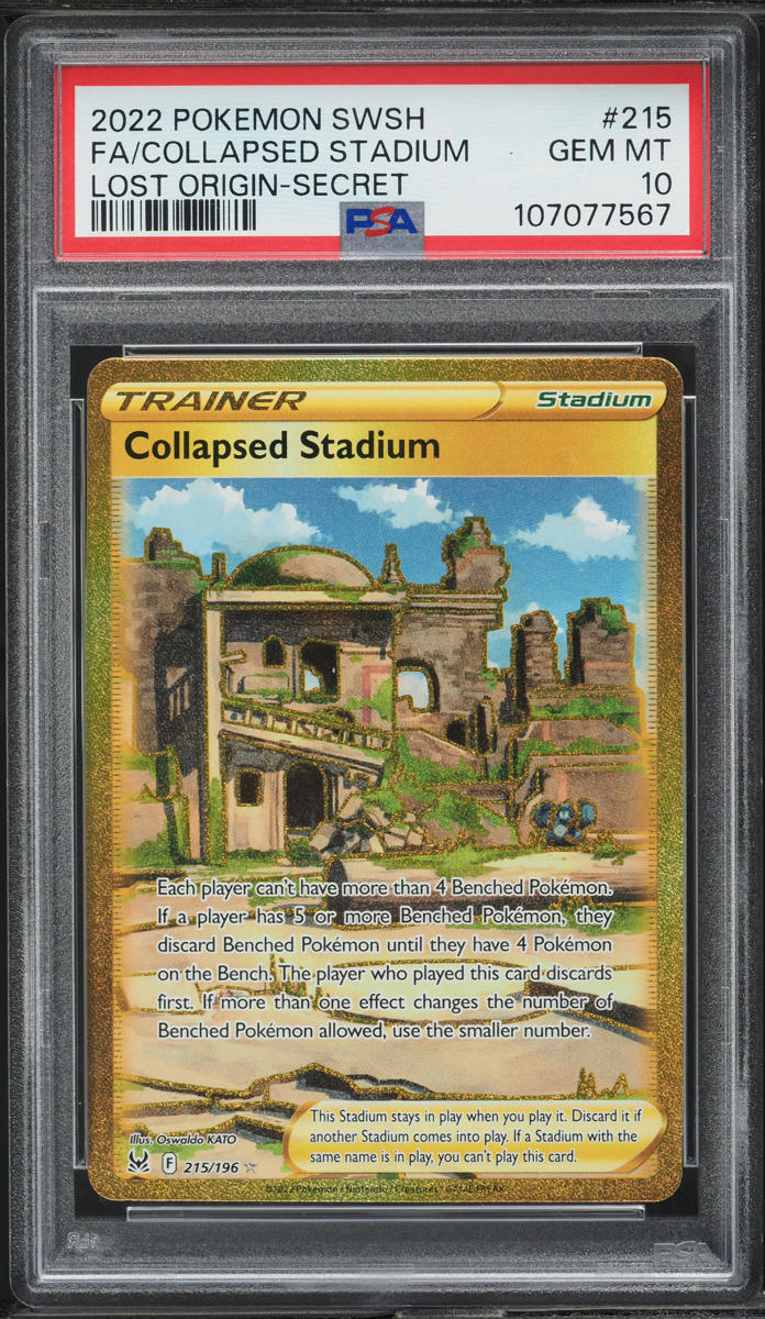 2022 Pokemon Sword & Shield Lost Origin Gold Rare Collapsed Stadium #215 PSA 10 GEM MINT