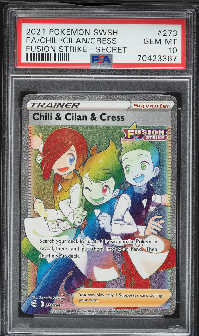 2021 Pokemon Sword & Shield Fusion Strike Rainbow Rare Chili Cilan Cress #273 PSA 10 GEM MINT