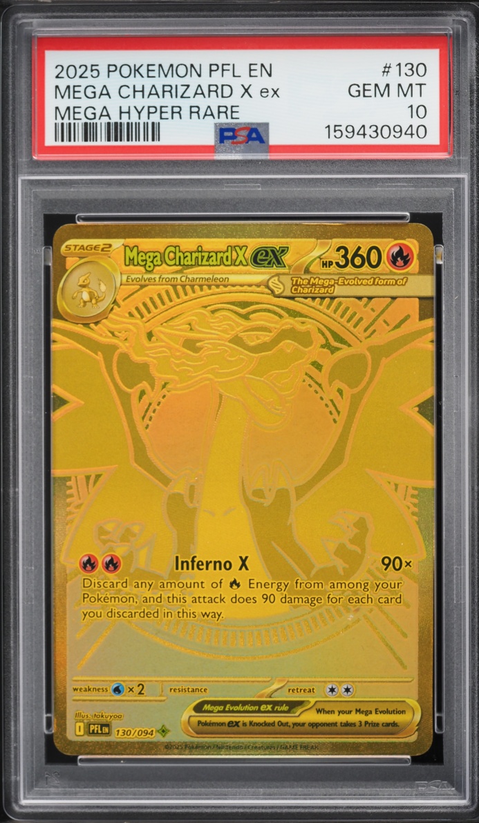 2025 Pokemon Mega Evolution Phantasmal Flames MHR Mega Charizard X EX #130 PSA 10 GEM MINT